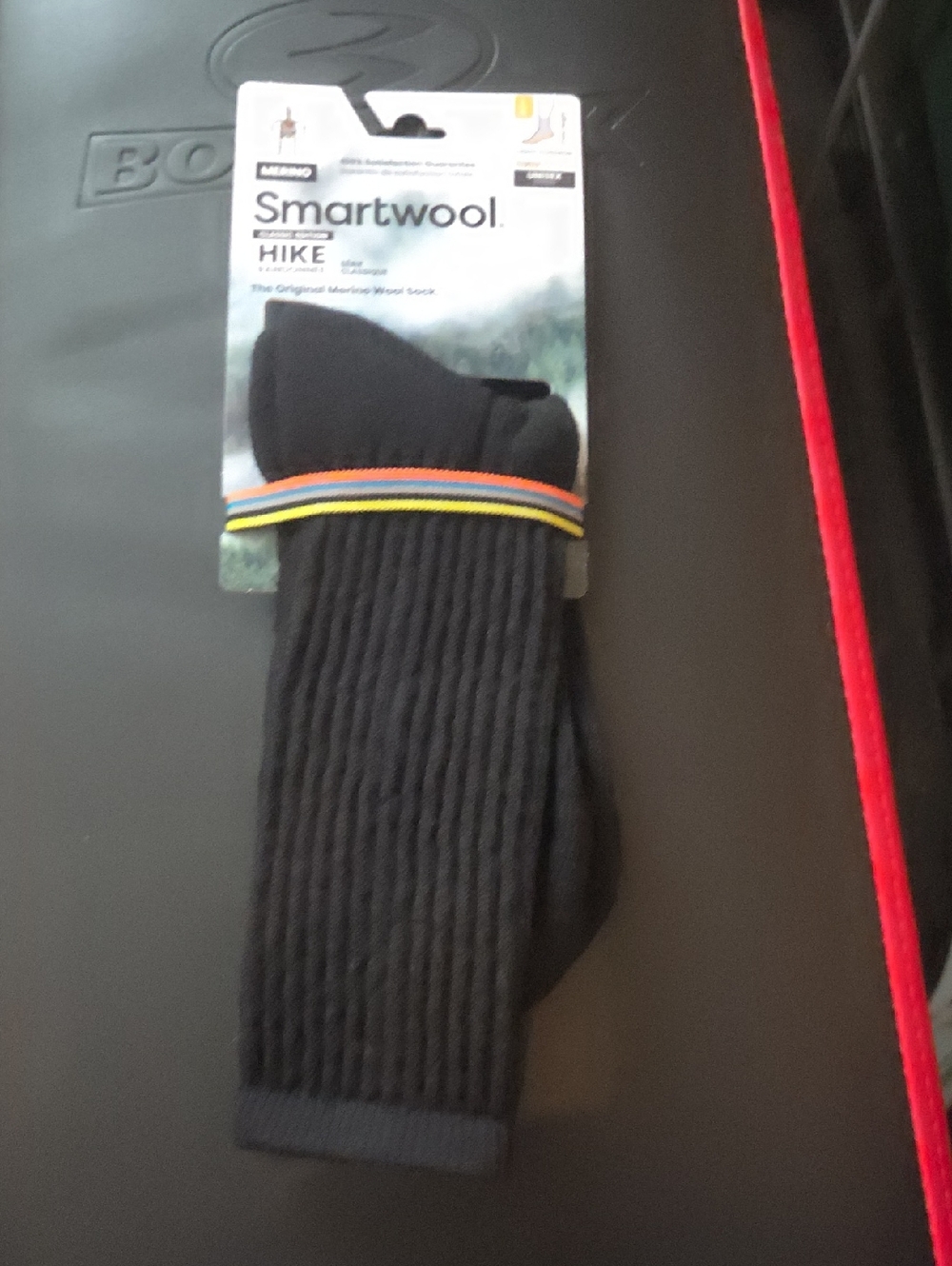 Smartwool Men’s Hike Sock - Black with Yellow, Orange, Blue Stripes